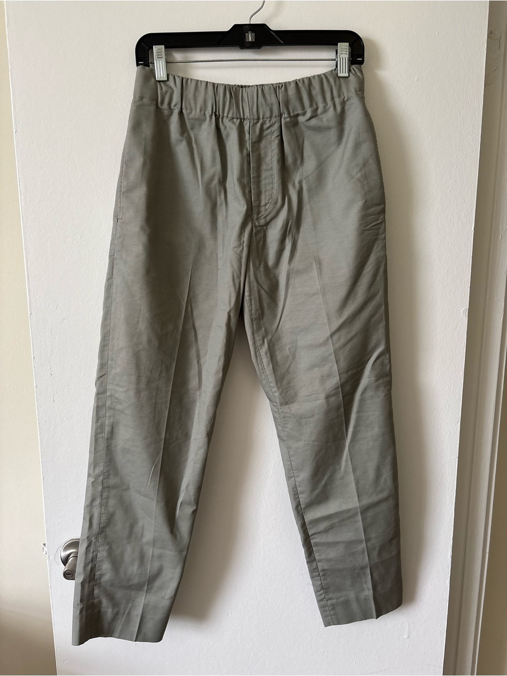 Club Monaco Olive Green Elastic-Waist Straight Chinos
